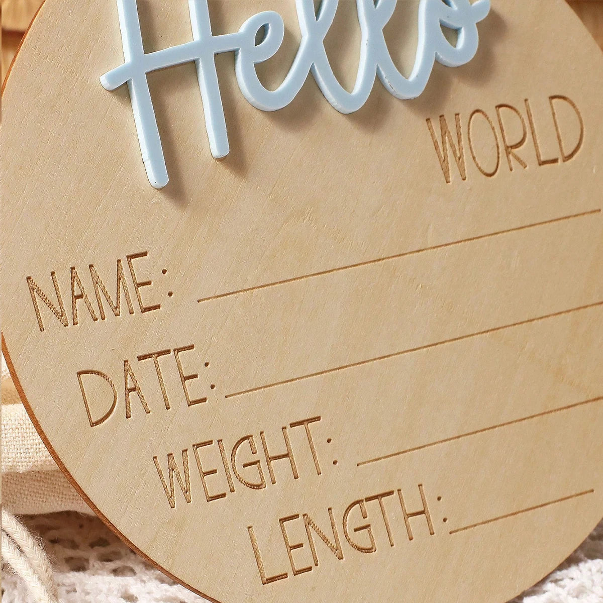 Ylsteed Hello World Newborn Sign Wooden Baby Announcement Sign for Hospital Baby Name Announcement Sign Newborn Keepsakes Props