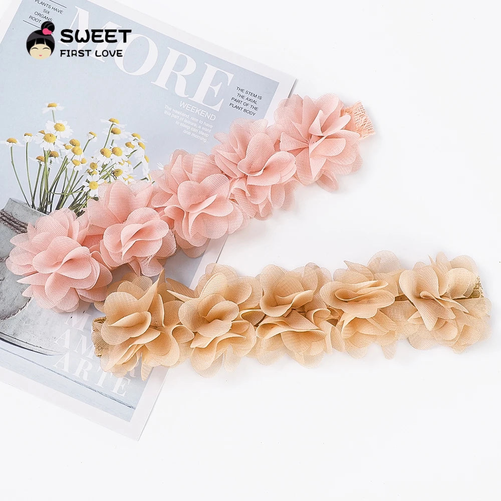 Pink Baby Flower Headband Pink Chiffon Hair Bands Handmade DIY Headwear Hair Accessories for Kids Children Newborn Toddler