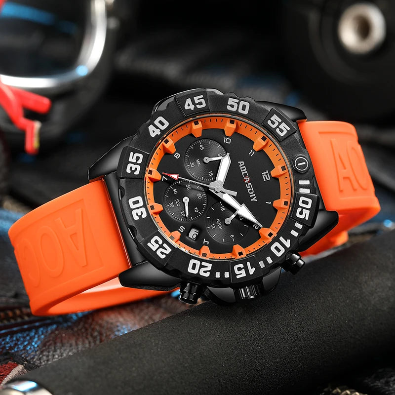 Luxury Men Clock Sport Watch For Men High Quality Waterproof Wrist Watches Chronograph Calendar Luminous Wristwatch reloj hombre