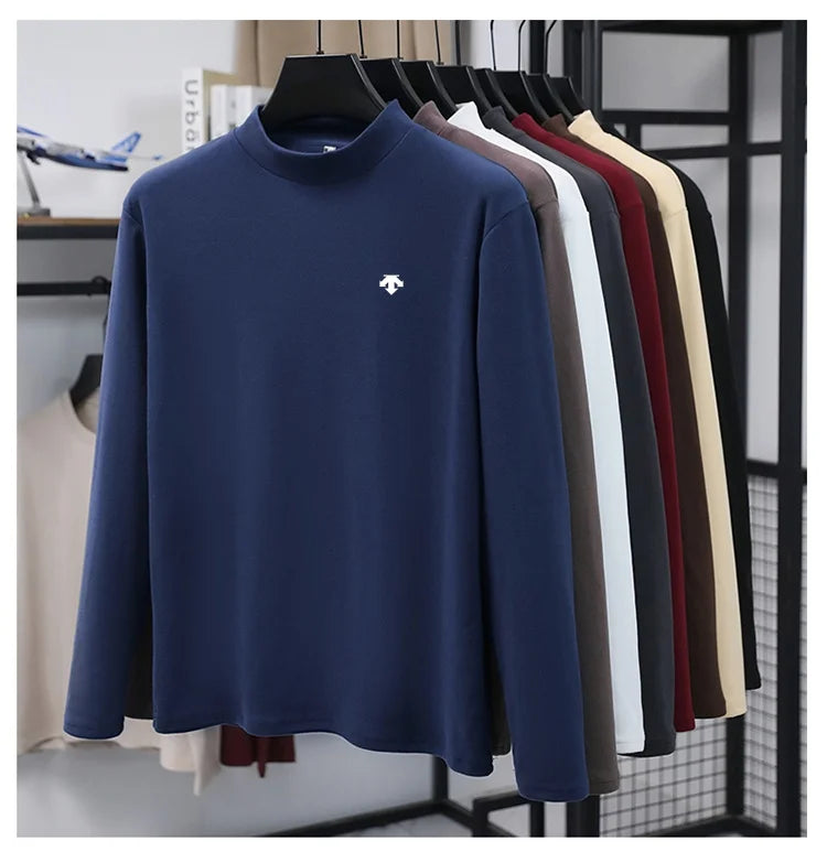 Luxury Brand Hot Sales Men's Print Long Sleeve Bottom Fashion New Solid Color Soft T-Shirt Casual Warm Versatile Men's Clothing