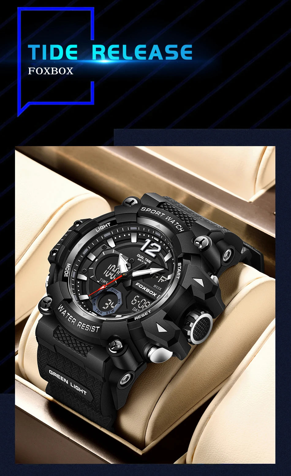LIGE Fashion Sport Watches Men Shock Resistant 50M Waterproof Wristwatch LED Alarm Multi-function Watch Clock Military Men Watch