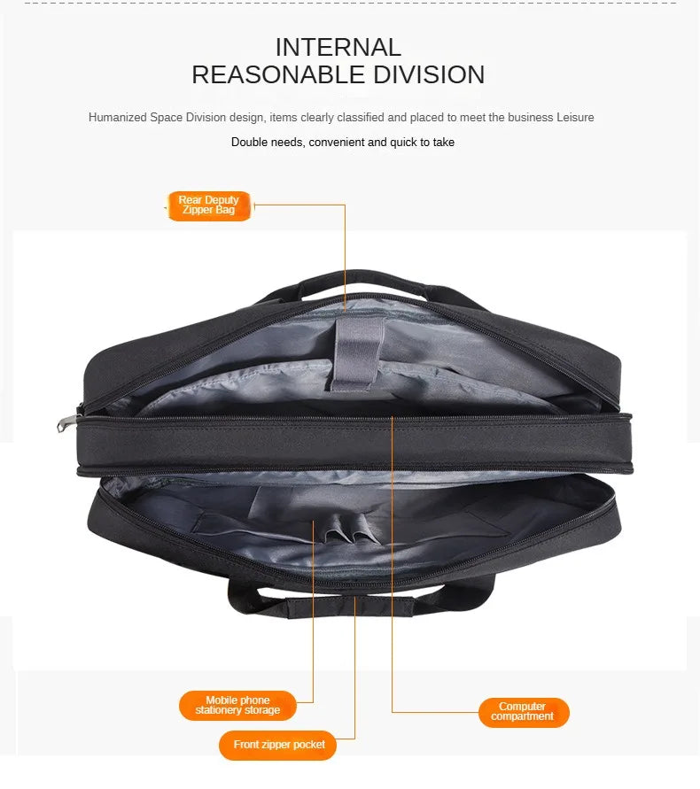 Men's Handbag Custom Image With Printed Logo Name  Business Briefcase15.6-17.3inch Nylon Waterproof Laptop Bag
