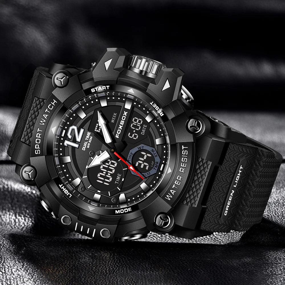 LIGE Fashion Sport Watches Men Shock Resistant 50M Waterproof Wristwatch LED Alarm Multi-function Watch Clock Military Men Watch