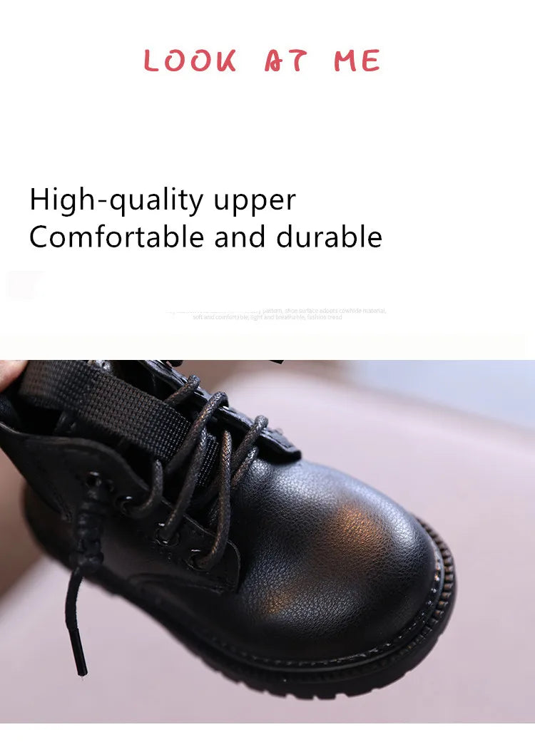Kids Leather Chelsea Boots Waterproof Children Sneakers Beige Toddler Snow Boots Girl Winter Shoe Boy