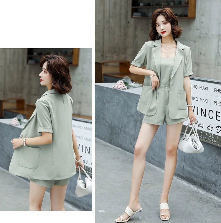 Set of Two Fashion Pieces for Women New In 2 Piece Outfits 2025 Summer Shorts Blazer Suits Elegant Cheap Women's Matching Sets