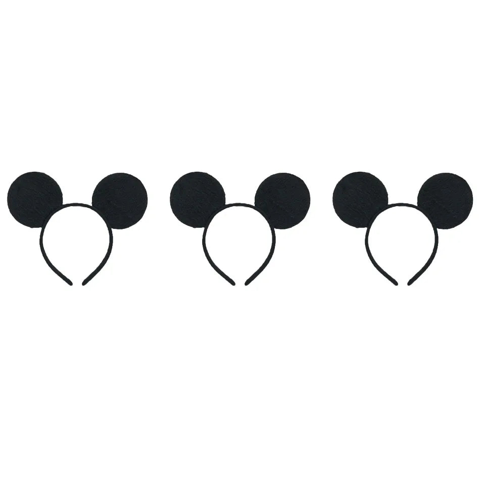 3/6/12pcs/lot Girls Mouse Ears Solid Bow Ears Headband for Birthday Party Supplies and Mouse Themed Costume Cosplay Decoration