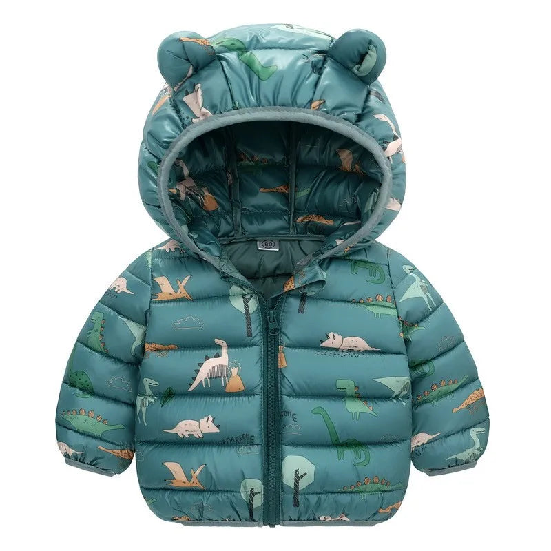 Kids Dinosaur Hooded Winter Jacket