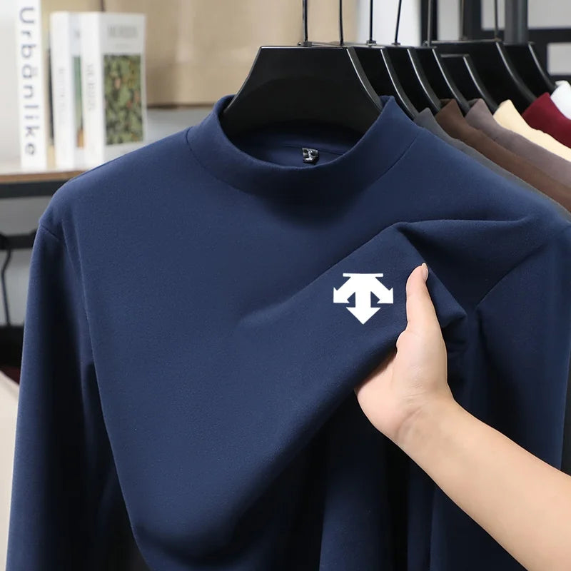 Luxury Brand Hot Sales Men's Print Long Sleeve Bottom Fashion New Solid Color Soft T-Shirt Casual Warm Versatile Men's Clothing