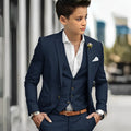 Luxury Green Bos Suits Elegant Wedding 3 Piece Jacket Pants Vest Boy Clothing High Quality Customized Full Sets Costume Kids