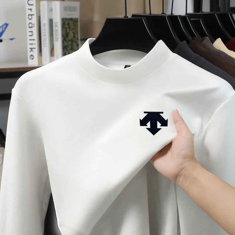Luxury Brand Hot Sales Men's Print Long Sleeve Bottom Fashion New Solid Color Soft T-Shirt Casual Warm Versatile Men's Clothing
