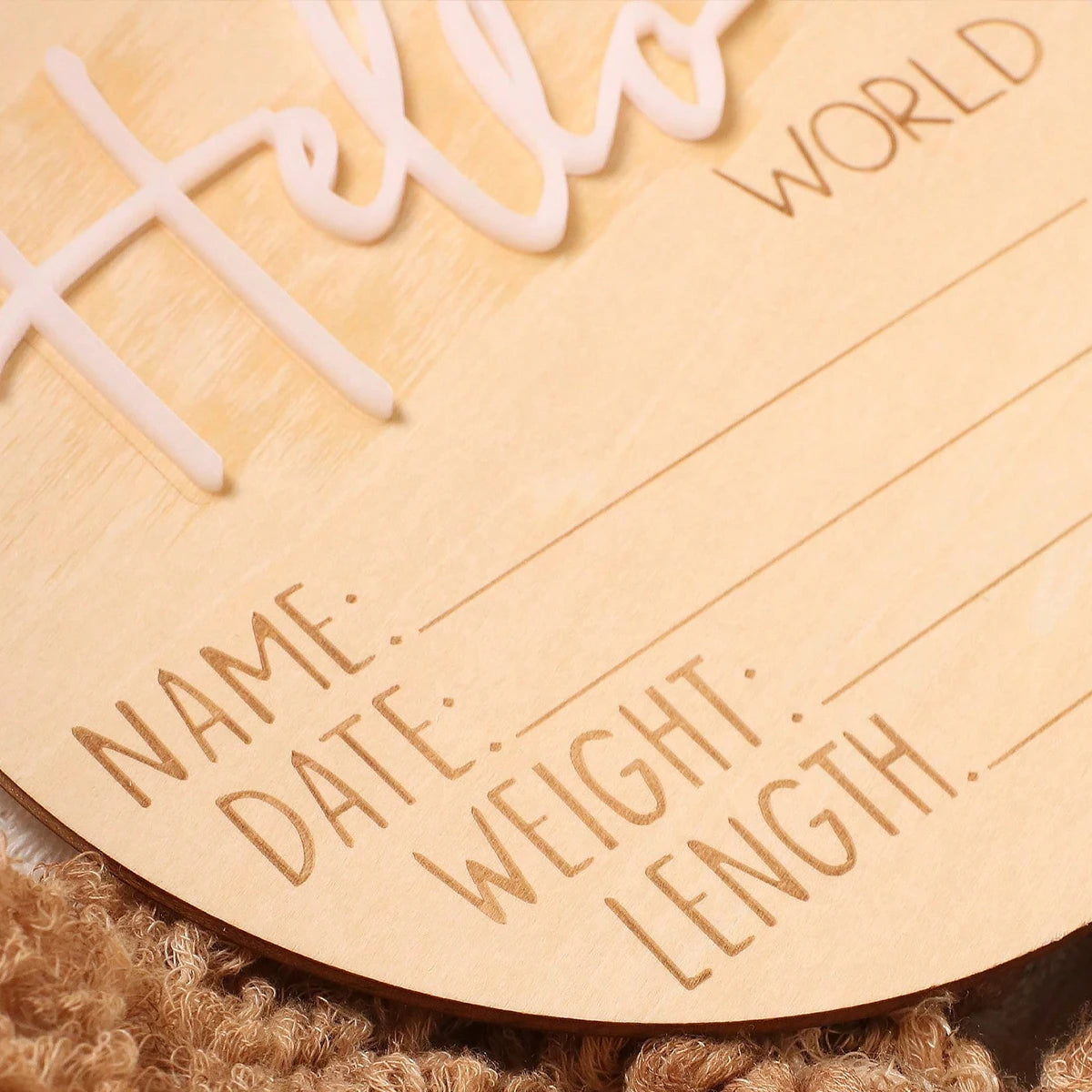 Ylsteed Hello World Newborn Sign Wooden Baby Announcement Sign for Hospital Baby Name Announcement Sign Newborn Keepsakes Props