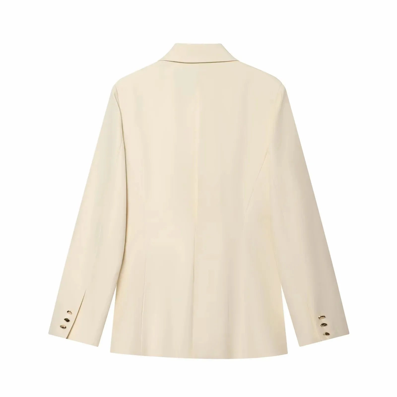 Women Suit Pants Two-Piece Set Buckle Decoration Long Sleeve Blazer Coat + Straight-Leg Pants 2 Pieces Sets Chic Woman Outfits