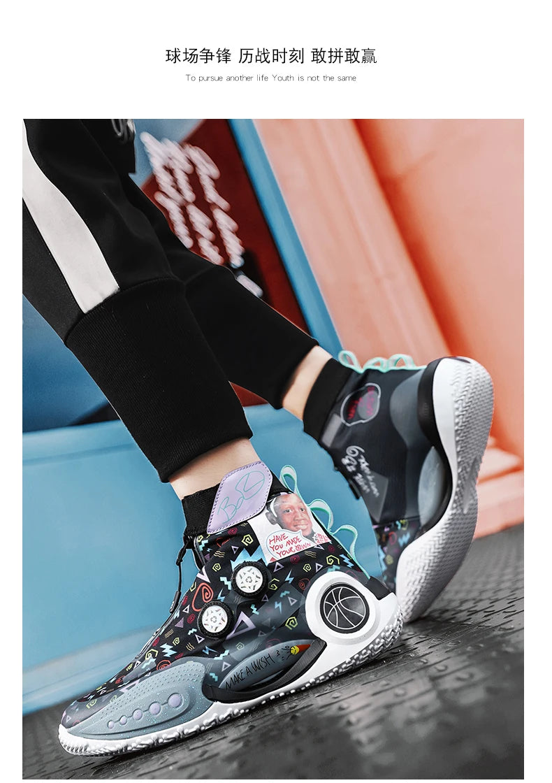 Men's Basketball Shoes Breathable Cushioning Non-Slip Wearable Runing Shoes Gym Training Athletic Basketball Sneakers for Women