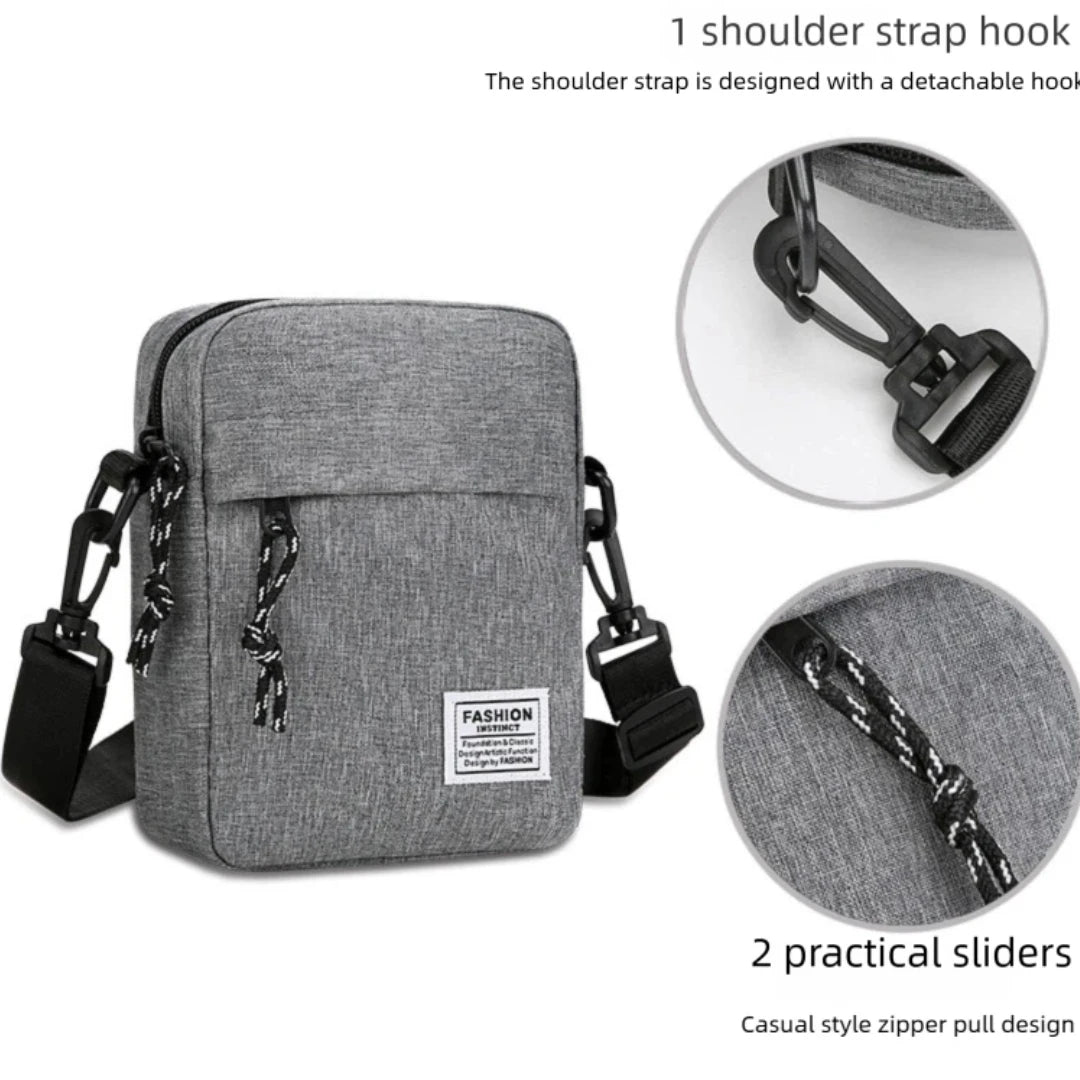 Men's bag, available in single shoulder or cross-body design, suitable for daily use during school. Made of nylon material.