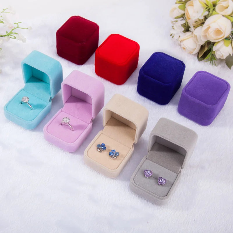Rounded Flannelette Ring Box Flocking Jewelry Storage Organizer for Studs Badges - Soft Jewelry Box for Ring Protection