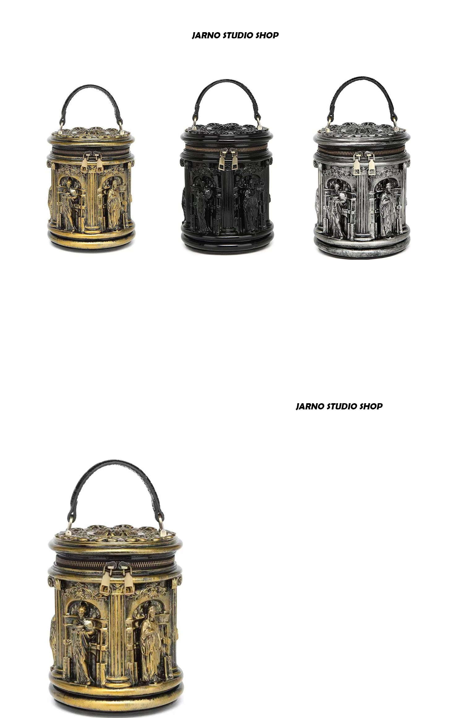Retro Creative Unique Design Baroque Art round Cylinder Handbag Women's Fashion Crossbody Bag Handheld Bag Jarno Brand