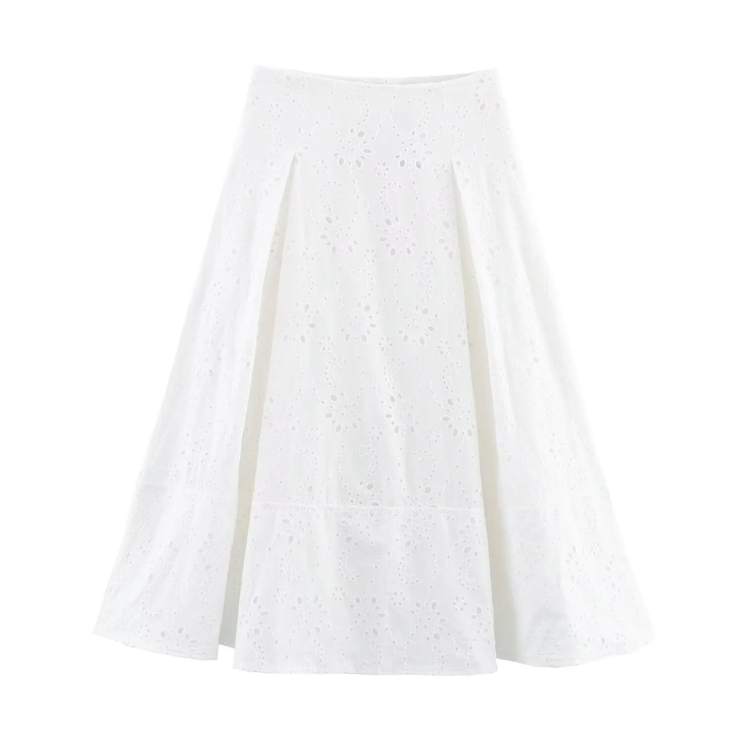 Women Summer Vacation Co Ord Outfits Elegant White Embroidered 2 Piece Set Cropped Top with Thin Straps Matching Cape Midi Skirt