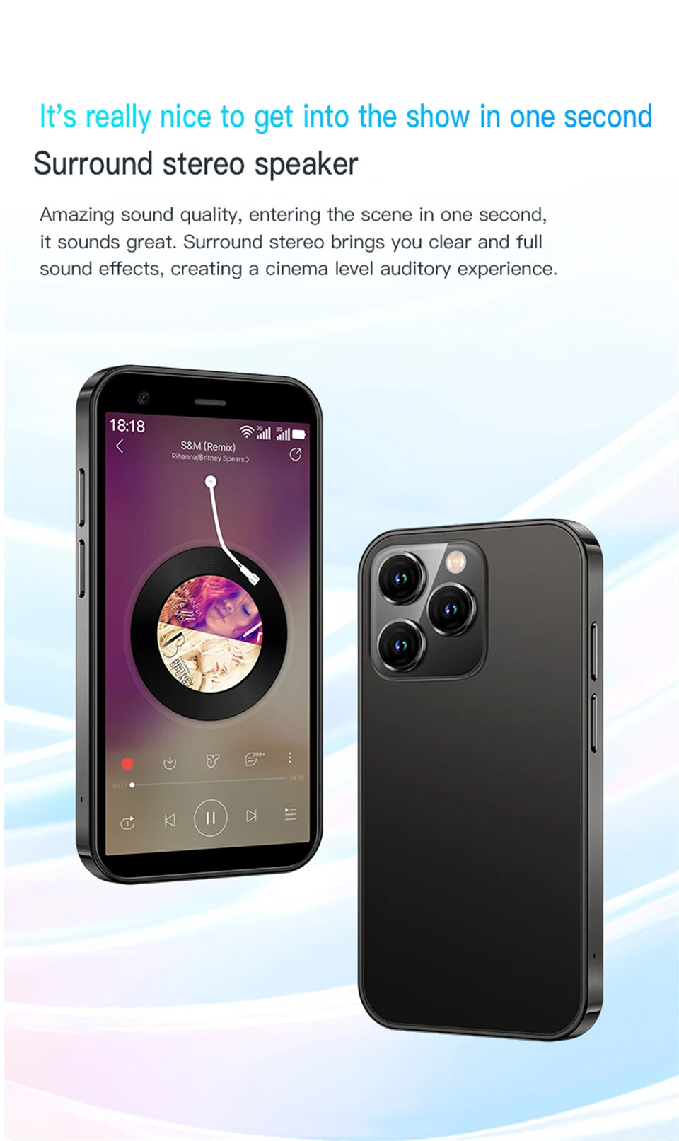 New SOYES XS15 Mini Smartphone 3.0inches MTK 2GB RAM 16GB ROM WCDMA 3G Dual SIM 2MP Rear Camera 480x854 Type-C Android Cellphone