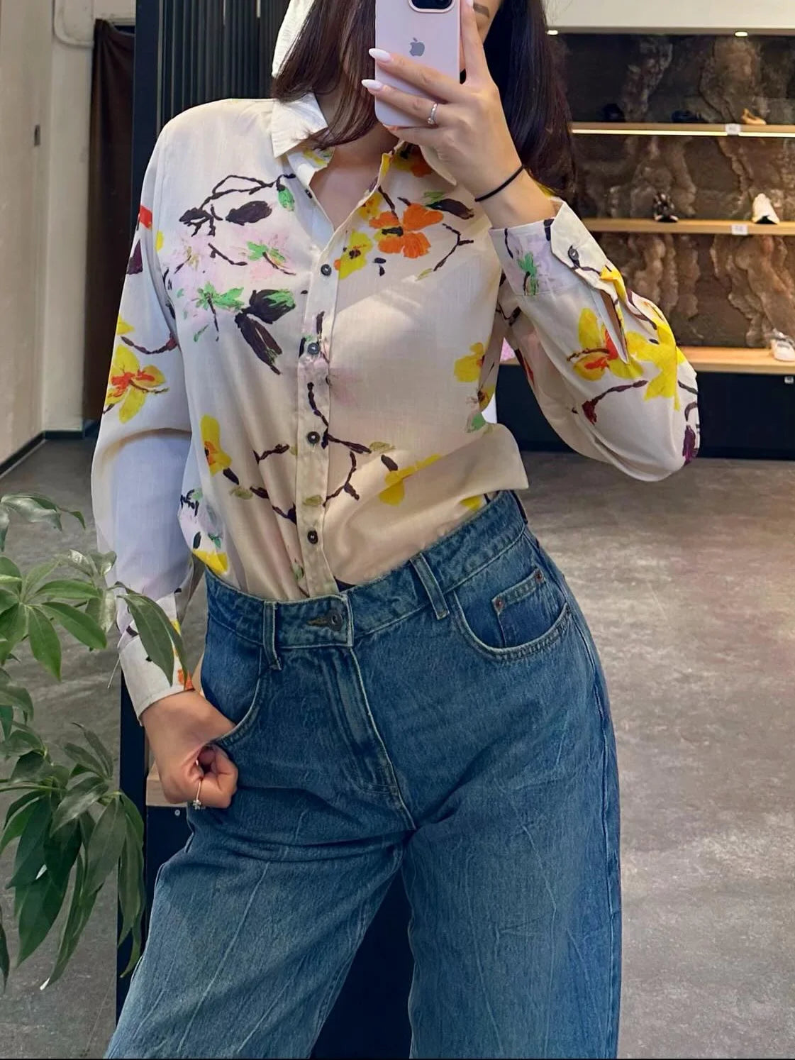 Women 2 Pieces Sets 2025 New Fashion Floral Printed Shirt Top Elastic Waist Long Pants Set Women's Suit Casual Woman Outfit