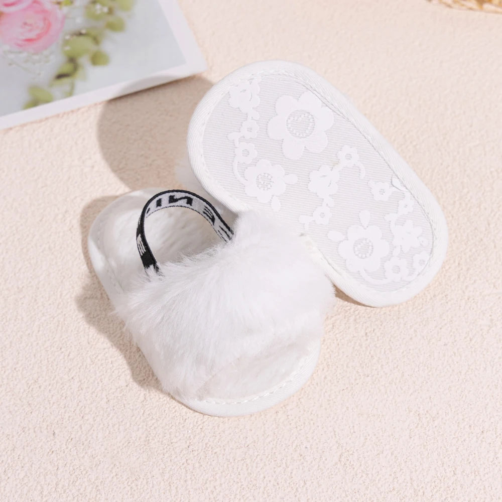 Hot Sale Soft Bottom Breathable Baby Shoes 0-18 Months Simple Elastic Walking Shoes Indoor Baby Girls Non-slip Fur Sandals