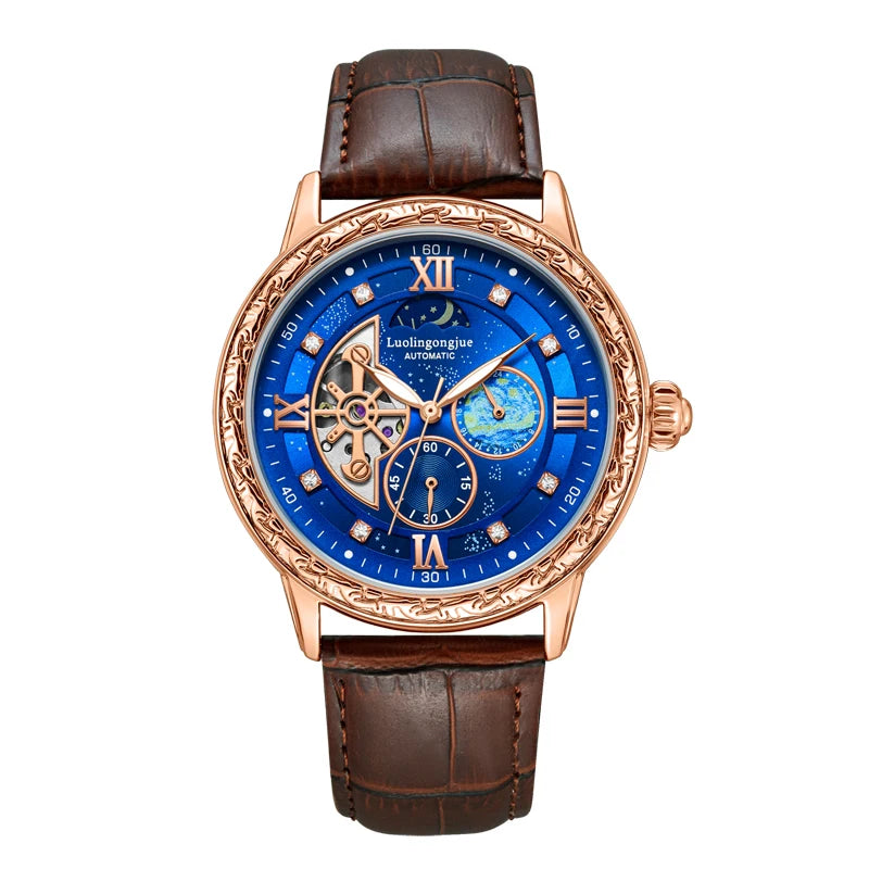 Luxurious Men's Business Automatic Mechanical Watch, with a Skeleton Design, Stylish, Casual, Simple, Versatile, and Multifunctional, a Handsome Watch for Men That Combines Luxury and Fashion, Perfect as a Gift during Holiday
