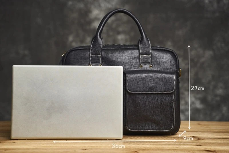 Men's Handbag for Men Genuine Leather Top Grain Leather Large Capacity Laptop Bag Business Document Briefcase Luxury Purse