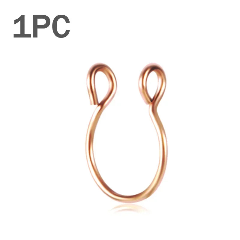 1pcs U Shaped Fake Nose Ring Hoop Septum Rings Stainless Steel Nose Piercing Fake Piercing Oreja Pircing Jewelry