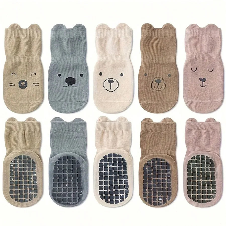 5 Pairs of Baby Floor Socks for All Seasons Kidsren's Non-Slip Baby Toddler Socks Soft Bottom Indoor Cute Boys and Girls Socks