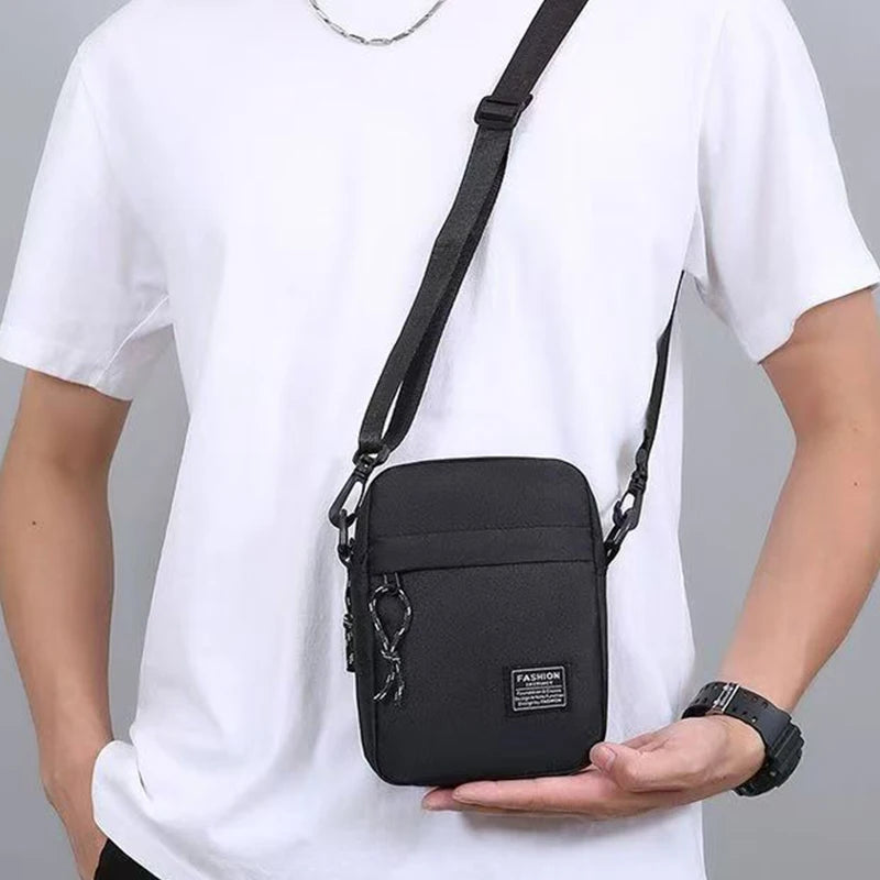 Stylish Casual Crossbody Bag for Men, Minimalist Nylon Shoulder Purse with Front Pocket, Ideal for Daily Commute