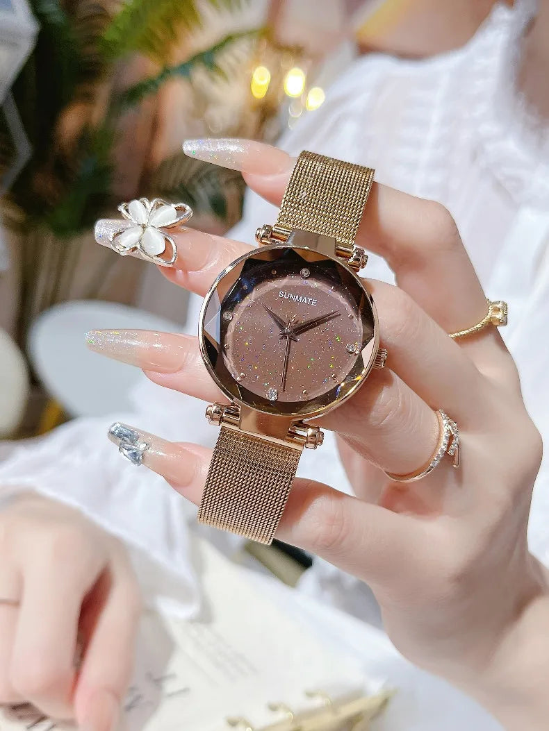 Luxury Ladies' Dress Watch with All-Star Design,Stylish Stainless Steel,Elegant Waterproof Quartz Watch,Comes with Watch Box