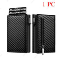 RFID Blocking Credit Card Holders Wallet Men Luxury Ultra Thin Automatic Pop Up Metal Minimalist Wallets Money Clips with Zipper