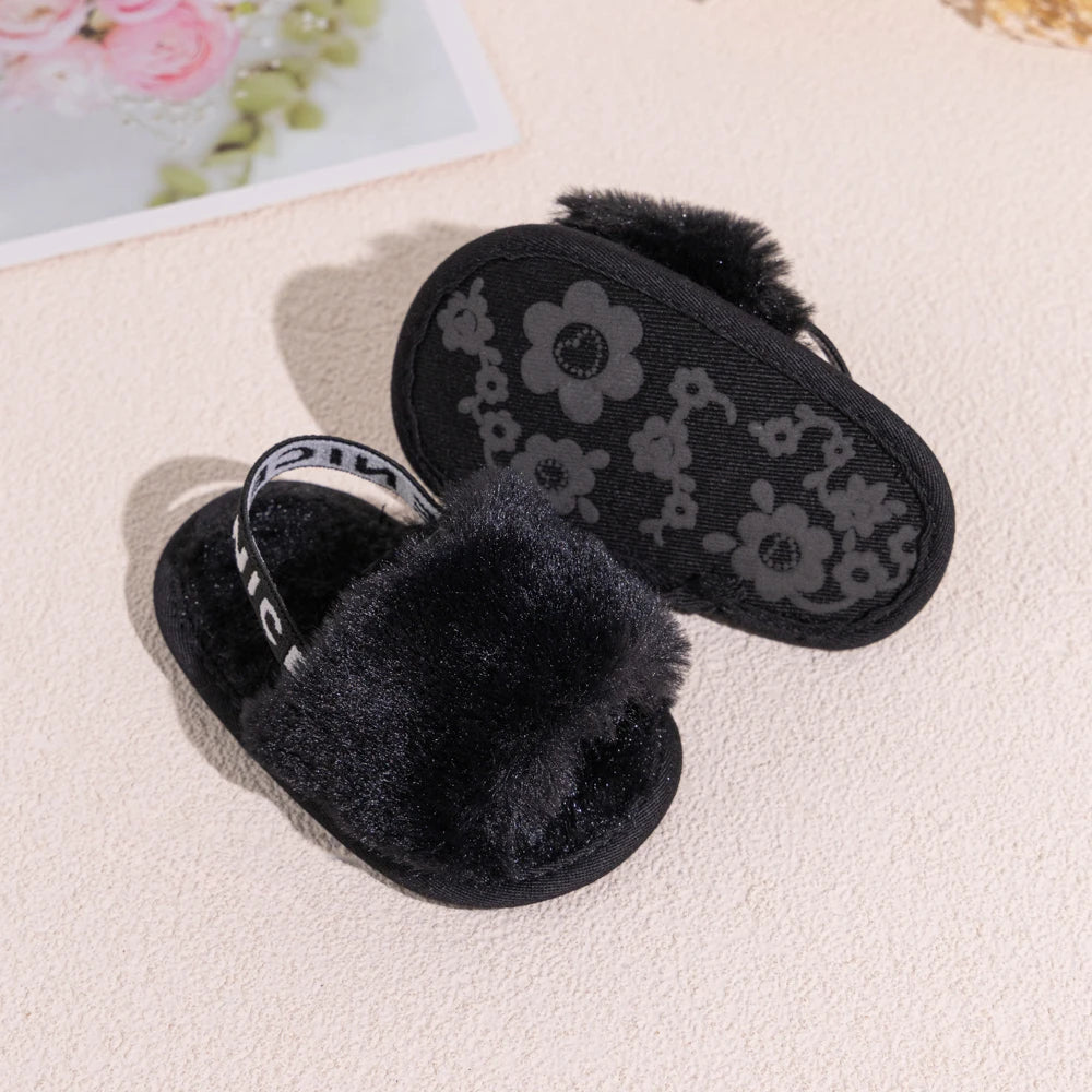 Hot Sale Soft Bottom Breathable Baby Shoes 0-18 Months Simple Elastic Walking Shoes Indoor Baby Girls Non-slip Fur Sandals
