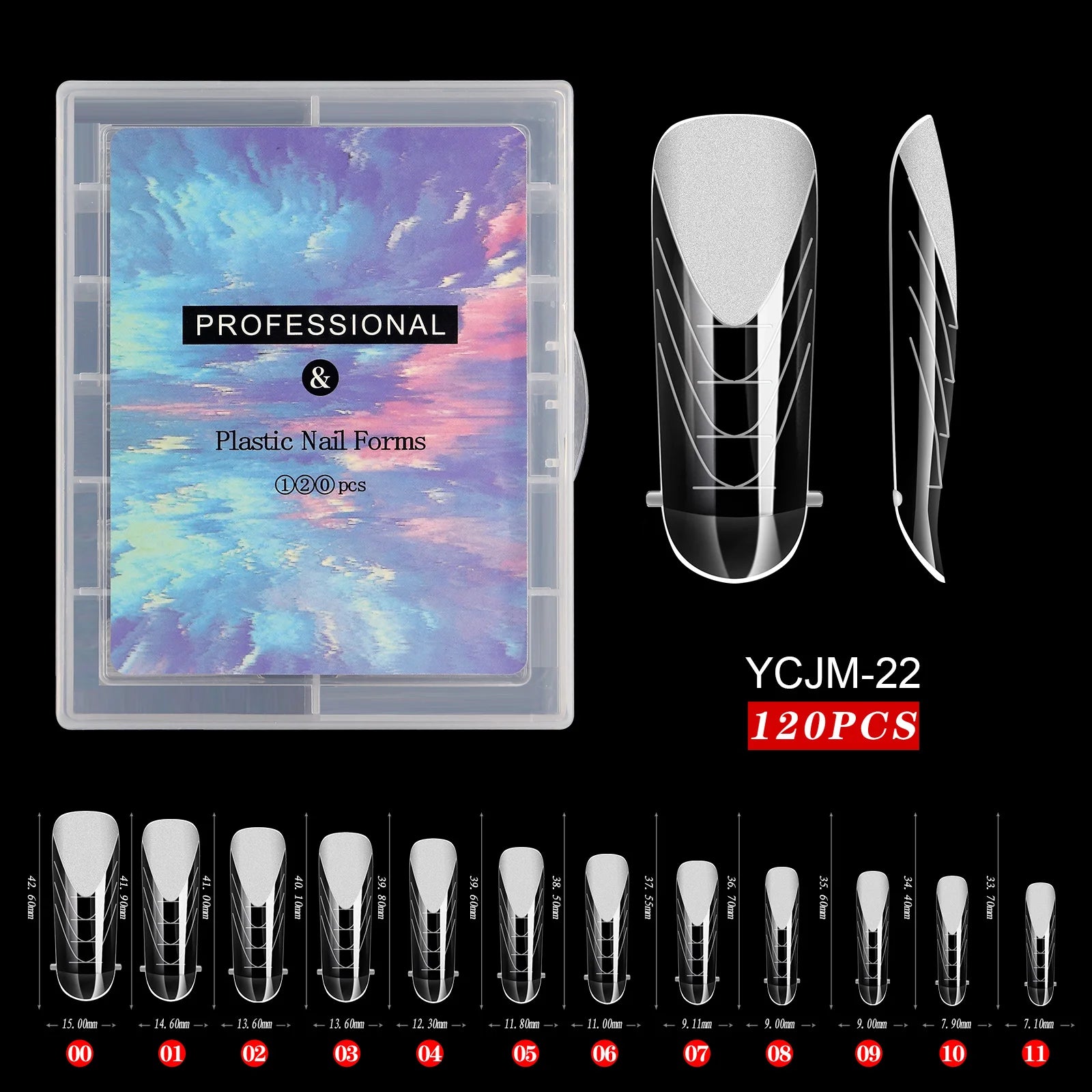 120 Pcs/Set Clear Dual Forms False Nails Full Cover Quick Building Gel Mold Tips Nail Extension Molds Upper Forms For Nails Tips