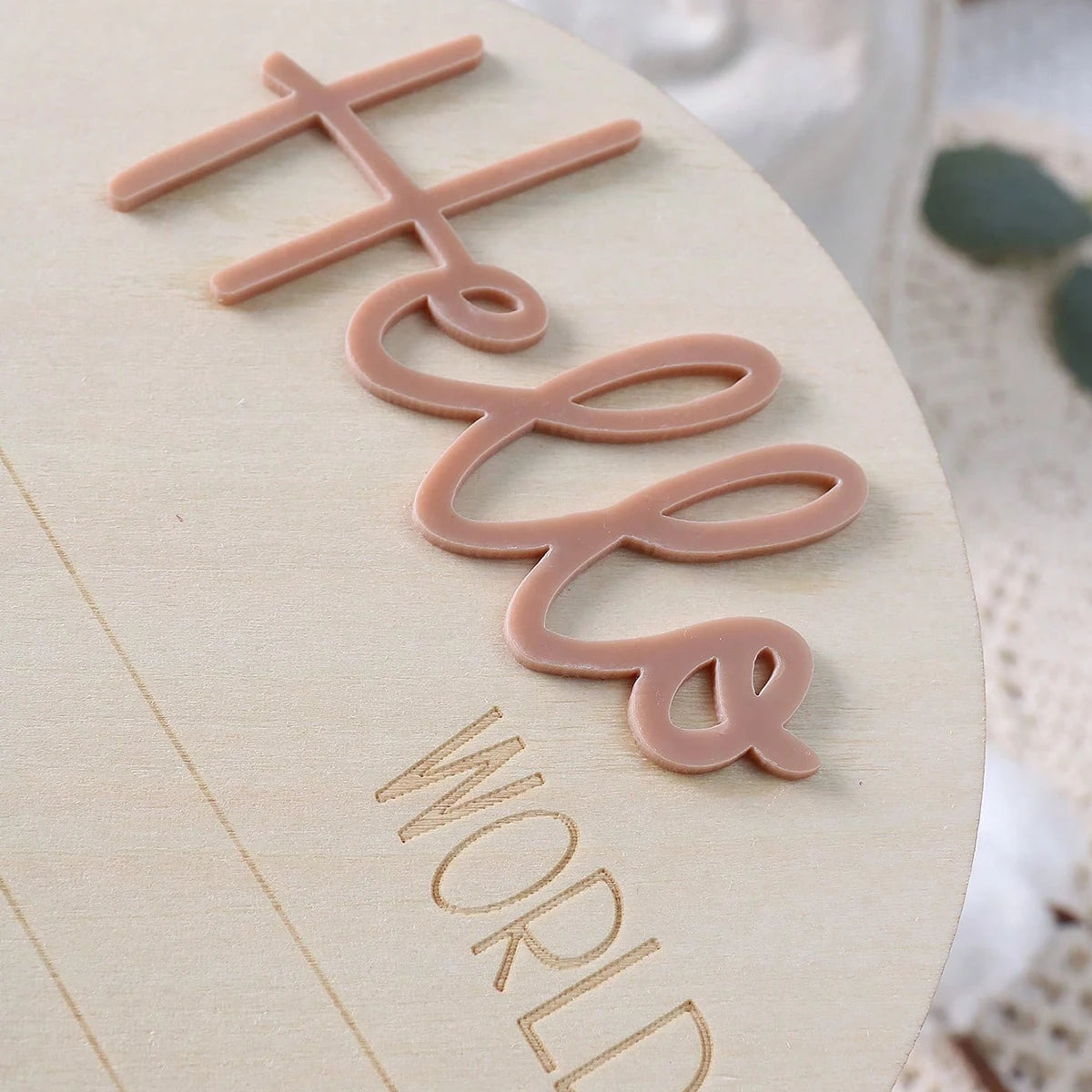 Ylsteed Hello World Newborn Sign Wooden Baby Announcement Sign for Hospital Baby Name Announcement Sign Newborn Keepsakes Props