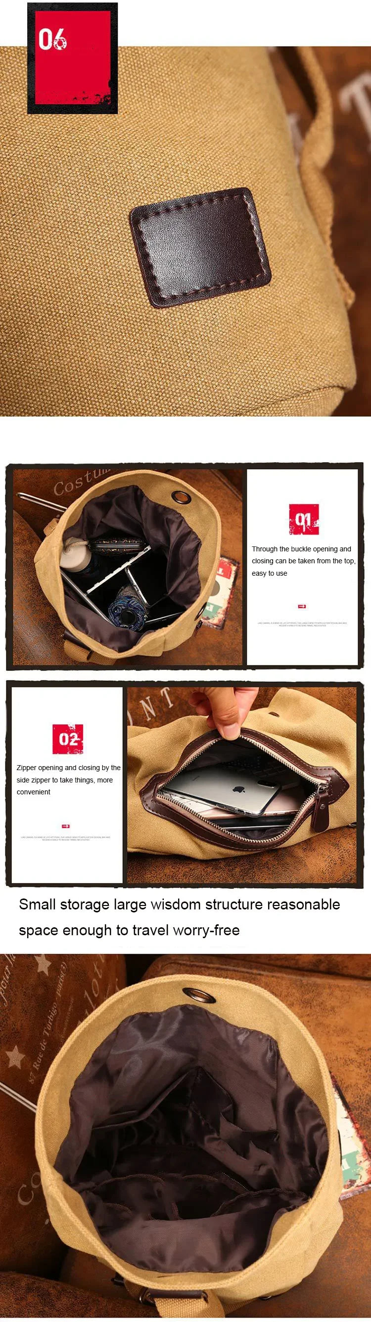 Men's Canvas Handbag Casual Bag Portable Travel Sports gym Shoulder Bag Leisure Backpack Multifunctional Small Bags