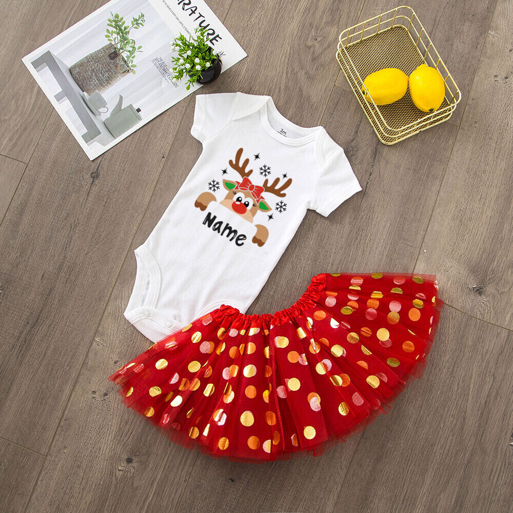 My 1st Christmas Print Baby Girls Cake Smash Dresses Outfits Newborn Xmas Party Tutu + Bodysuit Dress Set Infant Baptism Clothes
