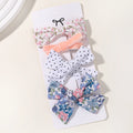 4PCS/Set Muslin Baby Girls Bows Hair Clips Hairpins Hairclip For Kids Cotton Linen Barrette Flower Print Side Pin Accessories