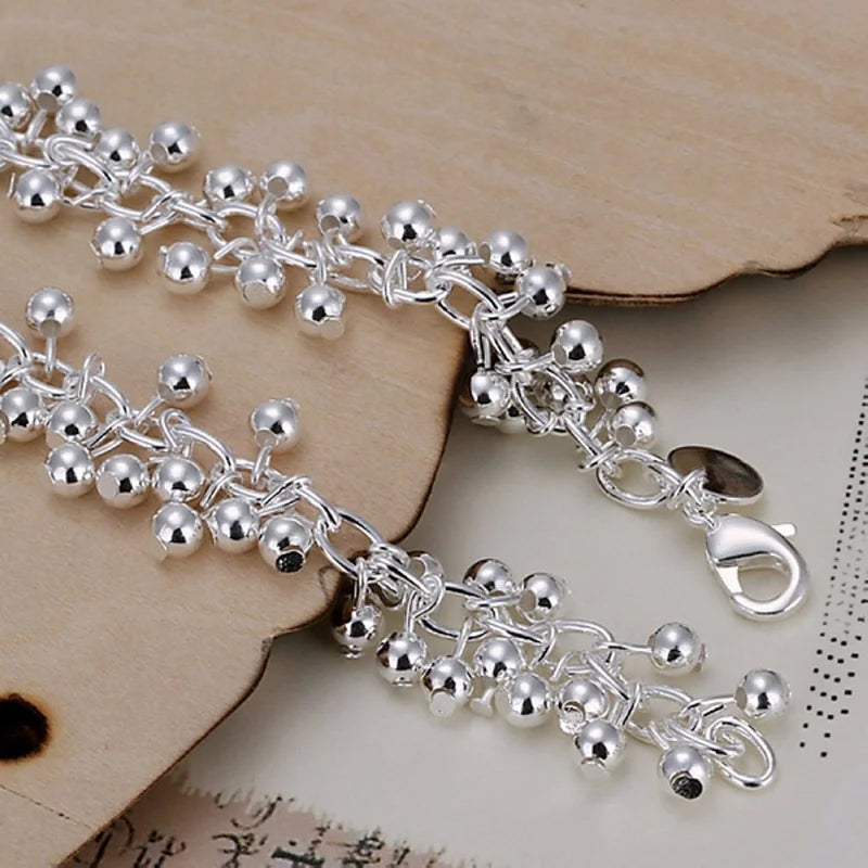Silver color bracelets Charms bead chain fashion cute nice women grapes Bracelet wedding Jewelry free shipping