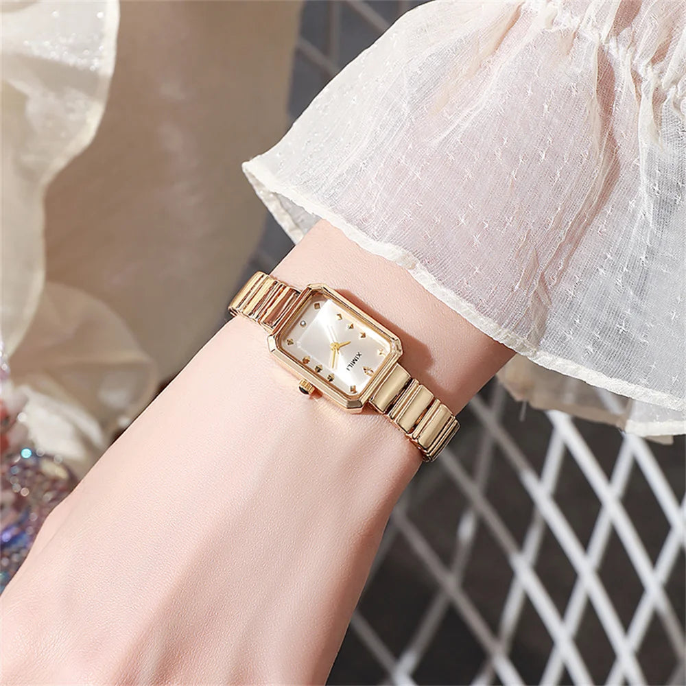 Luxury Ladies Watch 2025 Hot Simple Square Quartz Watches Fashion Stainless Steel Women's Dress Clock Gift Wristwatch
