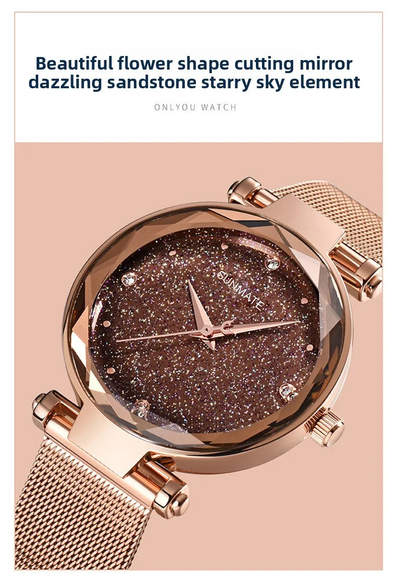 Luxury Ladies' Dress Watch with All-Star Design,Stylish Stainless Steel,Elegant Waterproof Quartz Watch,Comes with Watch Box