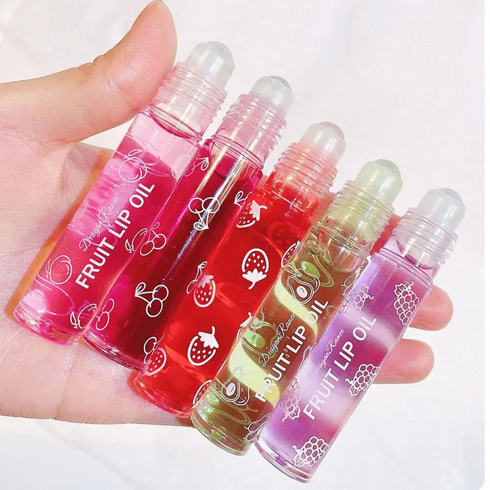 6 Colors Roll-on Fruit Essence Lip Balm Lip Oil Lip Moisturizing Mirror Primer Lip Lipstick Transparent Lip Oil Mirror Randomly
