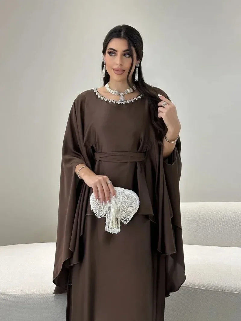Eid Party Dress for Women Elegant Pearls Abaya Party Muslim Caftan Robe Jalabiya Ramadan Morocco Kaftan 2025 Vestidos Largos