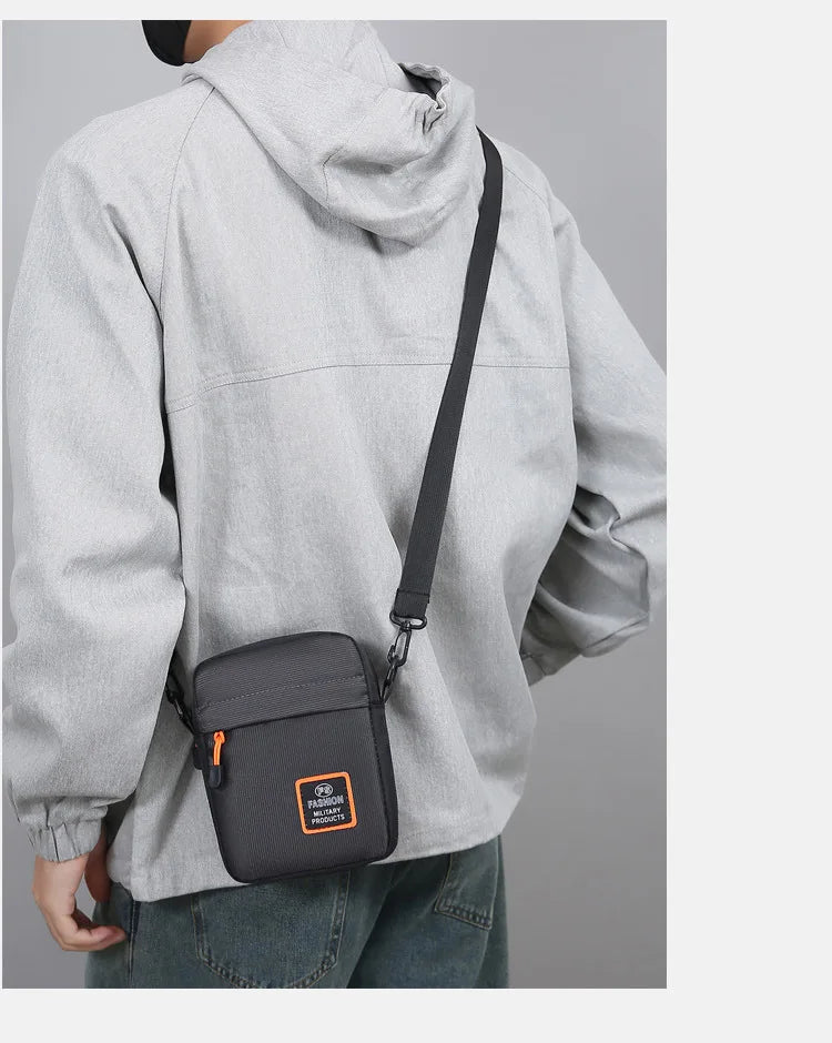 Men's Business Shoulder Bag Casual Man's Messenger Bag Durable Male Handbag Waterproof Oxford Cloth Bag Mini Mobile Phone Bags