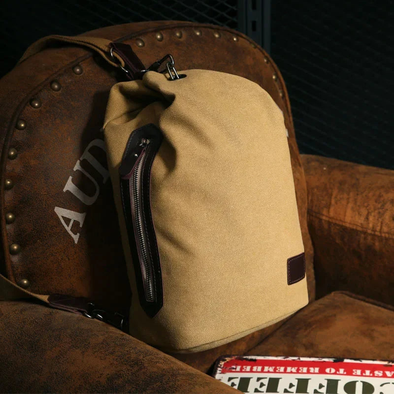 Men's Canvas Handbag Casual Bag Portable Travel Sports gym Shoulder Bag Leisure Backpack Multifunctional Small Bags