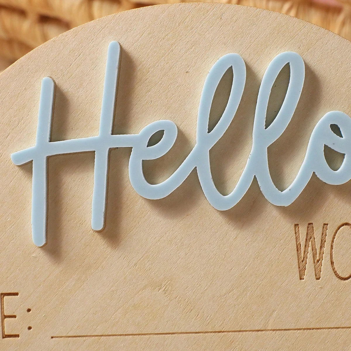 Ylsteed Hello World Newborn Sign Wooden Baby Announcement Sign for Hospital Baby Name Announcement Sign Newborn Keepsakes Props