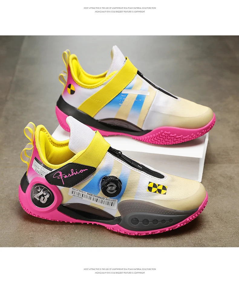 Men's Basketball Shoes Breathable Cushioning Non-Slip Wearable Runing Shoes Gym Training Athletic Basketball Sneakers for Women