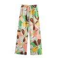 Women 2 Pieces Sets 2025 New Fashion Floral Printed Shirt Top Elastic Waist Long Pants Set Women's Suit Casual Woman Outfit
