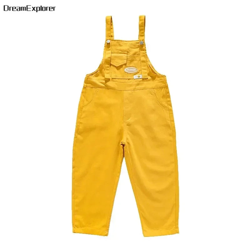 Boys Hip Hop Loose Colorful Overalls Girls Patchwork Dungaree Children Candy Color Jumpsuit Street Dance Romper Kids Streetwear