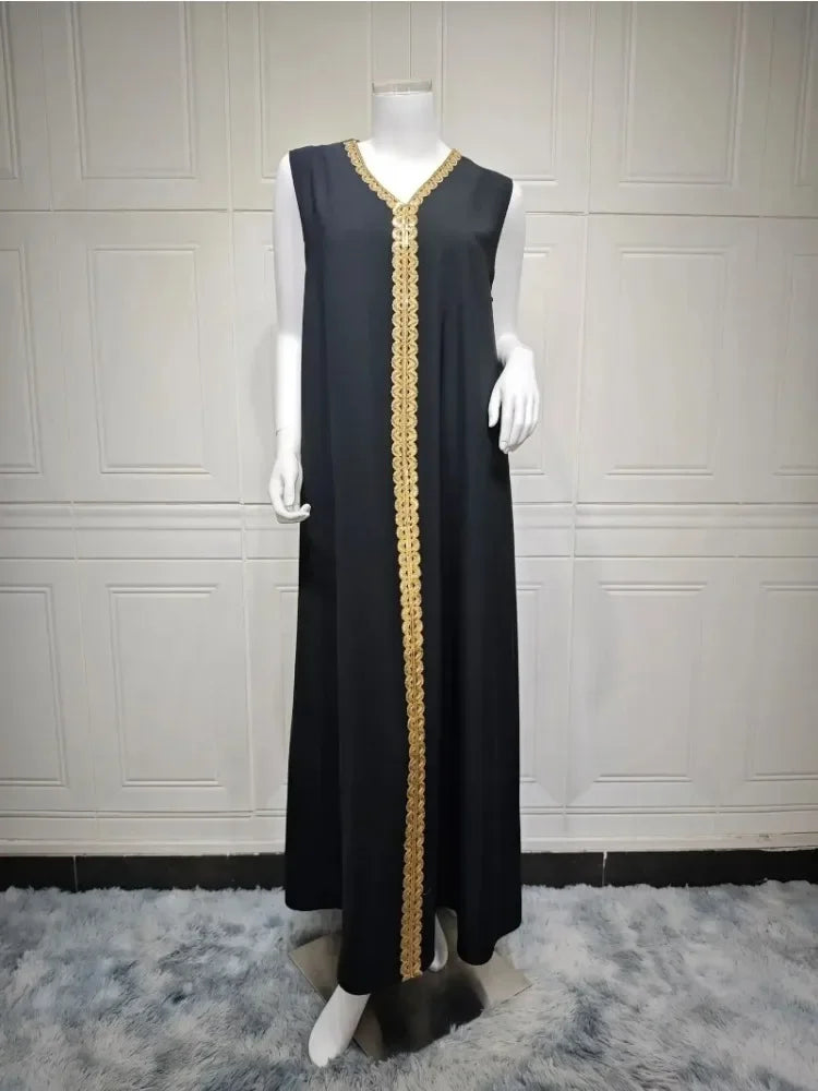 Eid Muslim Women Party Dresses 2 Piece Set Embroidery Arab Long Robe Ramadan Dubai Abayas Islam Kaftan Muslim Dress Women