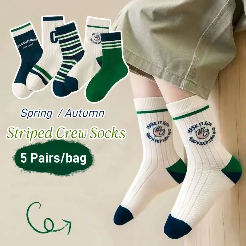 GreenC Summer Calf Socks 5 Pairs Children's Socks Boys Spring Cotton Socks Baby Child 1-14T Kids  Sport Sock